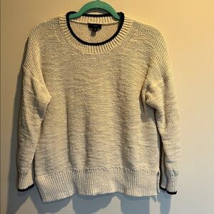 JCrew Cream Knit Linen blend Sweater with NavyTrim